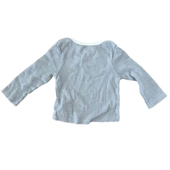 Cloud Island Baby Waffle Knit Top and Bottom Pajama Set 2 Pc Size 12 Months Gray - Picture 2 of 6